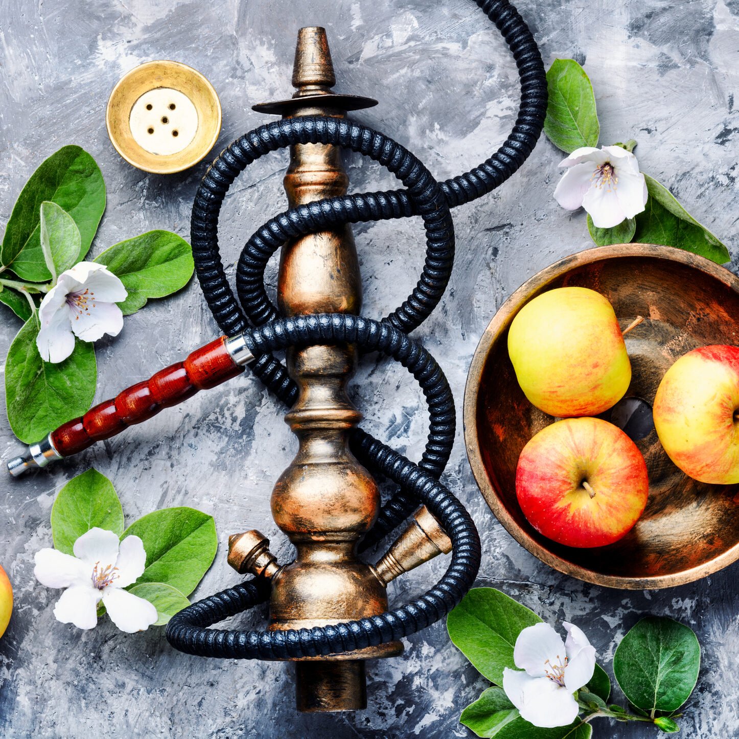 Persian shisha hookah with flavor apple for relax.Apple shisha.Autumn shisha menu